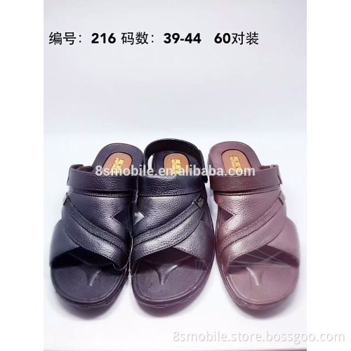 leather flat sandal for men with fashion design